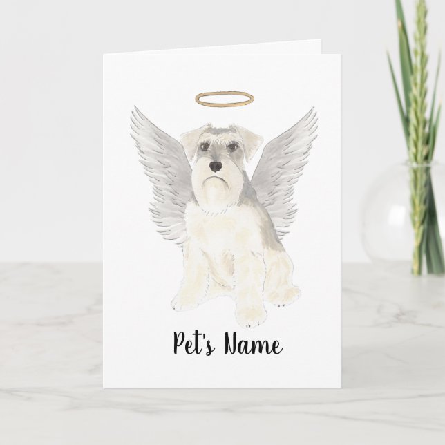 White Grey Schnauzer Sympathy Memorial Card (Front)