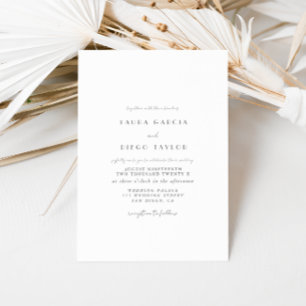 White Grey Script Wedding Invitation