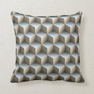 White & Grey Shaded 3D Look Cubes Throw Pillow