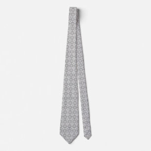White Grey Square Grid Geometric Necktie