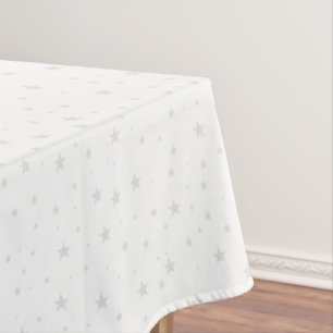 White Grey Star Christmas Tablecloth