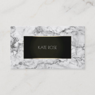 White Grey Stone Marble Black Champaign Frame Vip Business Card