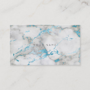 White Grey Turquoise Blue Marble Vip Business Card