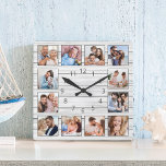 White Grey Wood Custom Photo Collage Elegant Square Wall Clock<br><div class="desc">Easily create your own personalized white wooden plank elegant style wall clock with your custom photos. For best results,  crop the images to square - with the focus point in the centre - before uploading.</div>