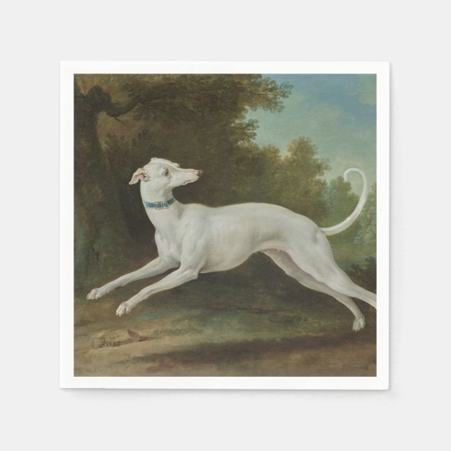 White Greyhound Dog (by Jean-Baptiste Oudry) Napkin (Front)