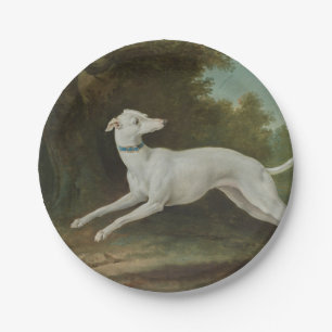 White Greyhound Dog (by Jean-Baptiste Oudry) Paper Plate
