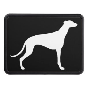 White Greyhound Dog Silhouette Trailer Hitch Cover