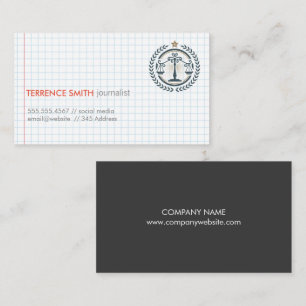 White Grid Paper   Justice Scales Business Card