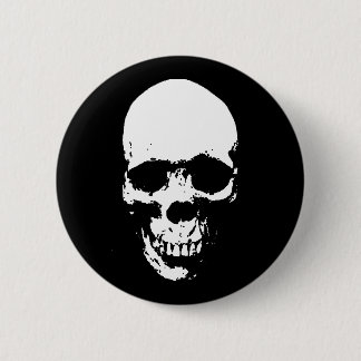 White Grim Reaper Skull 2 Inch Round Button