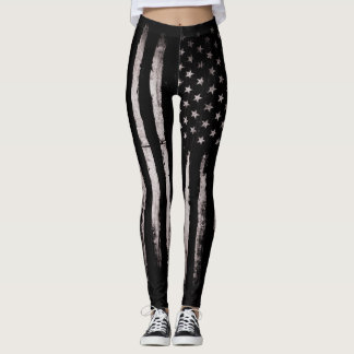 White Grunge American flag Leggings