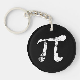 White Grunge Pi Symbol Keychain