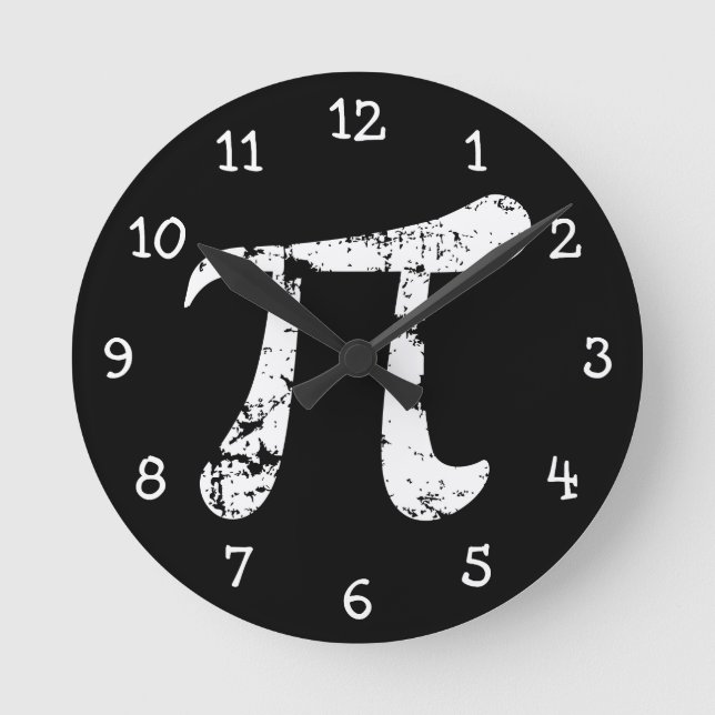 White Grunge Pi Symbol Round Clock (Front)