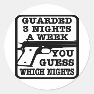 White Guarded 3 Nights Week Classic Round Sticker