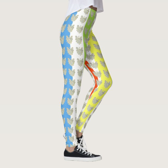 White Guardian Angel Art Custom Leggings (Droite)