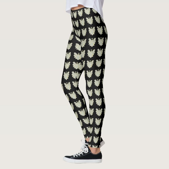 White Guardian Angel Art Custom Leggings (Gauche)