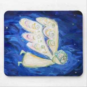 White Guardian Angel with Sleeping Baby Mousepad