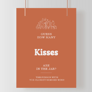 White Guess How Many Kisses Bridal Shower Game  Poster