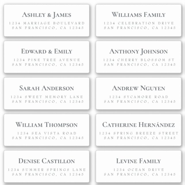 White Guest Address Labels ORDER 6" or 8"! (Front)
