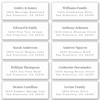White Guest Address Labels ORDER 6" or 8" sheet!