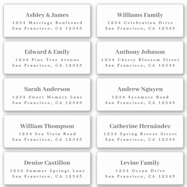 White Guest Address Labels ORDER 6" or 8" sheet! (Front)