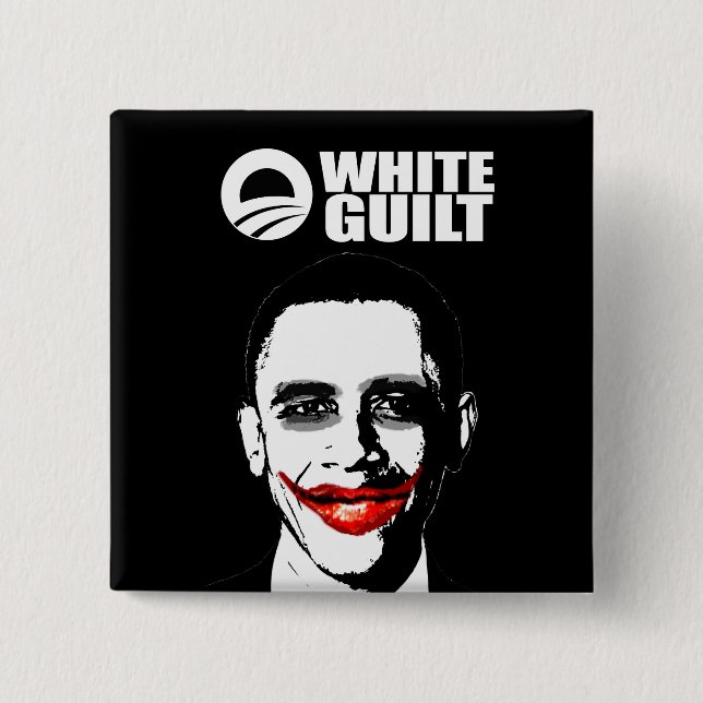 WHITE GUILT 2 INCH SQUARE BUTTON (Front)