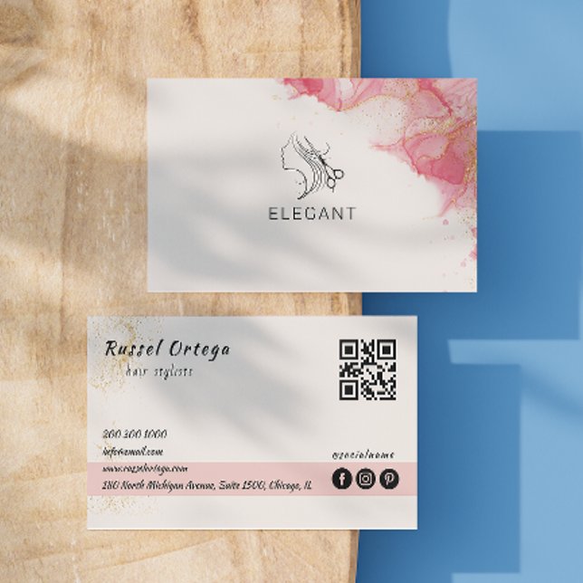 White Hair Salon Handwritten Script Typography Business Card (White Hair Salon Handwritten Script Typography Business Card)