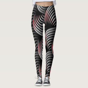 White Half Swirling on Black Background Leggings