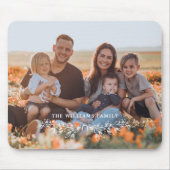 White Half Wreath Overlay Family Photo Mouse Pad (Front)