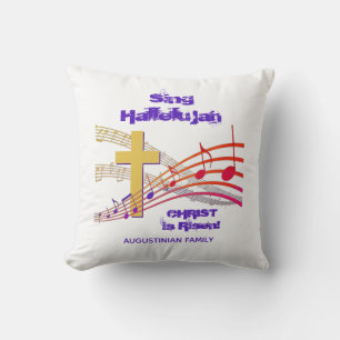 White HALLELUJAH CHRIST IS RISEN Christian Easter Throw Pillow