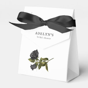White Halloween Dark Rose Bridal Shower Favor Box