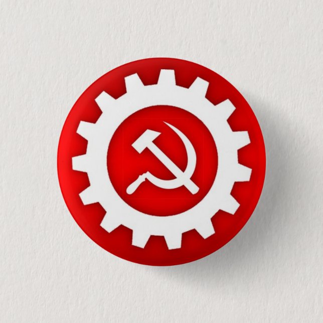 White Hammer and Sickle Pin w/White Gear (Front)