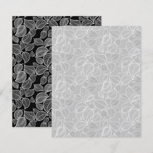 White Hand-Drawn Leaves on Silver Scrapbook Paper