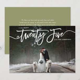 White Hand Lettering Photo Happy New Year Holiday Card