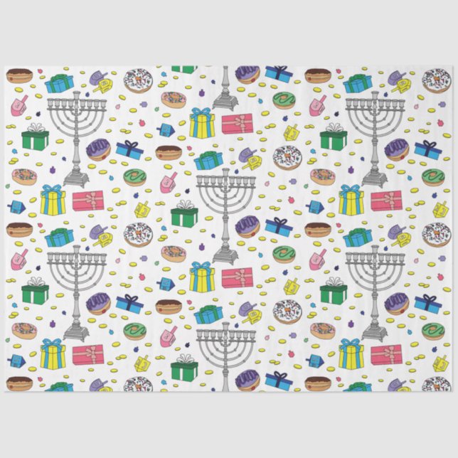 White Hanukkah Pattern  Tissue Paper (Front)