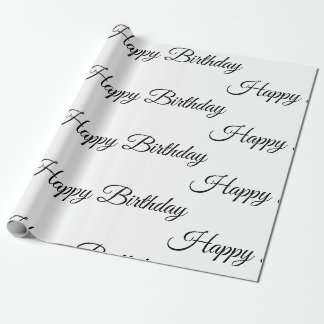 White Happy Birthday Wrapping Paper
