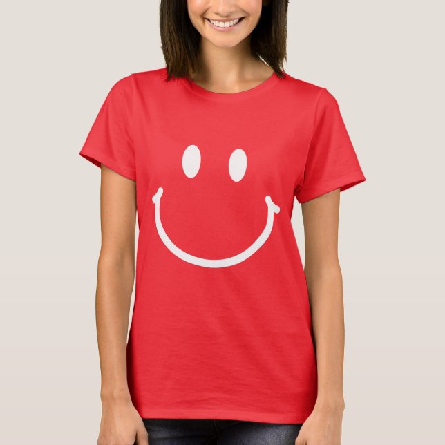  White Happy Face Red T-Shirt (Front)