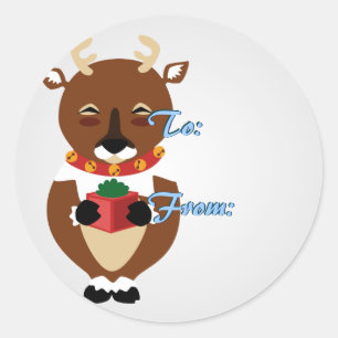 White Happy Reindeer Christmas Tags