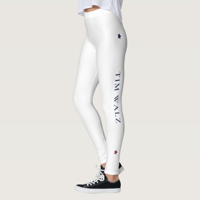 White Harris-Walz Yoga Leggings with Stars (Left)
