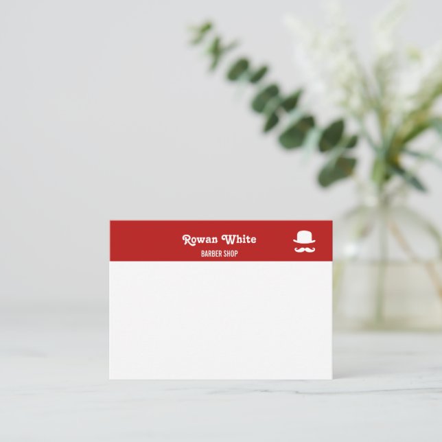 White hat and moustache silhouette red card (Standing Front)