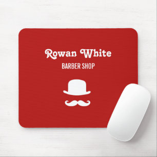 White hat and moustache silhouette red mouse pad
