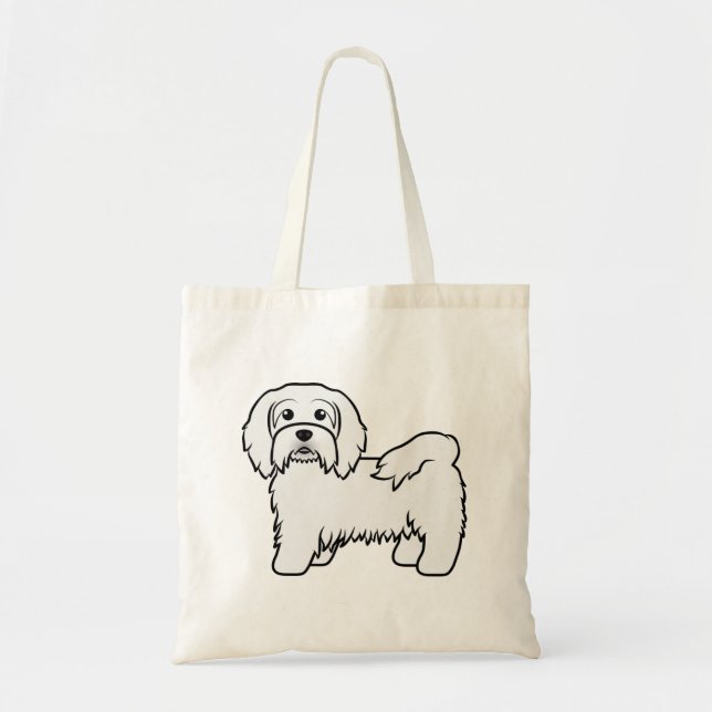 White Havanese Cute Cartoon Dog Illustration Tote Bag (Front)