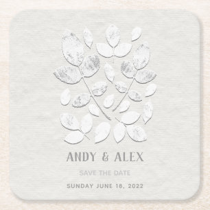 White Haven Wedding Save The Date Square Paper Coaster