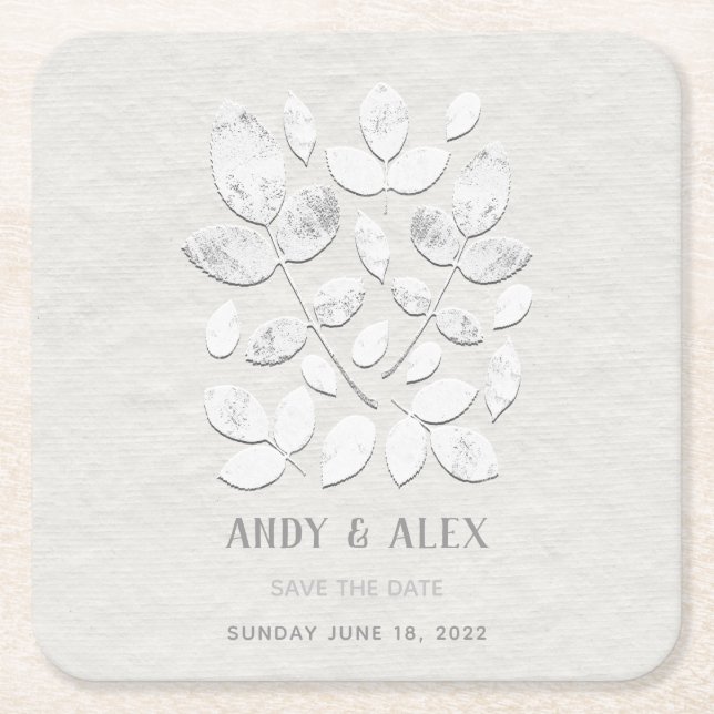 White Haven Wedding Save The Date Square Paper Coaster (Front)