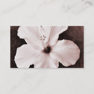 White Hawaiian Hibiscus Sepia Tropical Flower Business Card