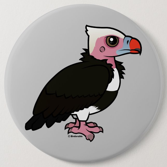 White-headed Vulture 6 Inch Round Button (Front)
