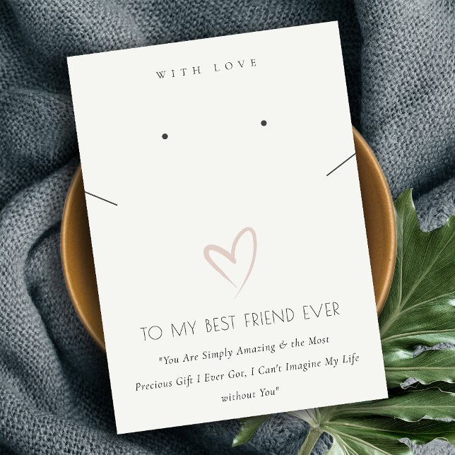 WHITE HEART BEST FRIEND GIFT NECKLACE EARRING PLACE CARD (Creator Uploaded)