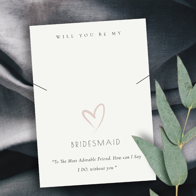 WHITE HEART BRIDESMAID GIFT NECKLACE DISPLAY PLACE CARD (Creator Uploaded)