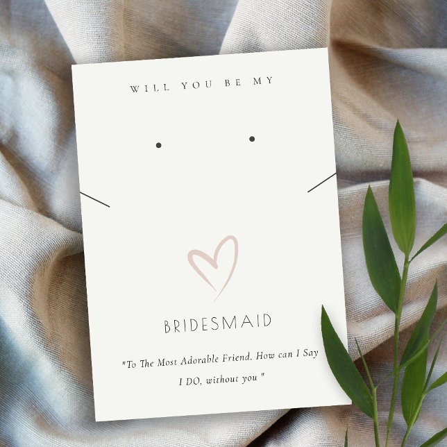 WHITE HEART BRIDESMAID GIFT NECKLACE EARRING PLACE CARD (Creator Uploaded)
