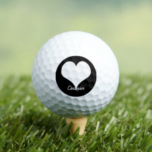 White Heart Design Personalised Golf Balls