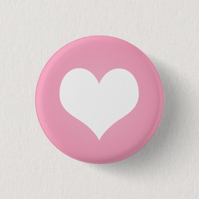 White heart flair 1 inch round button (Front)